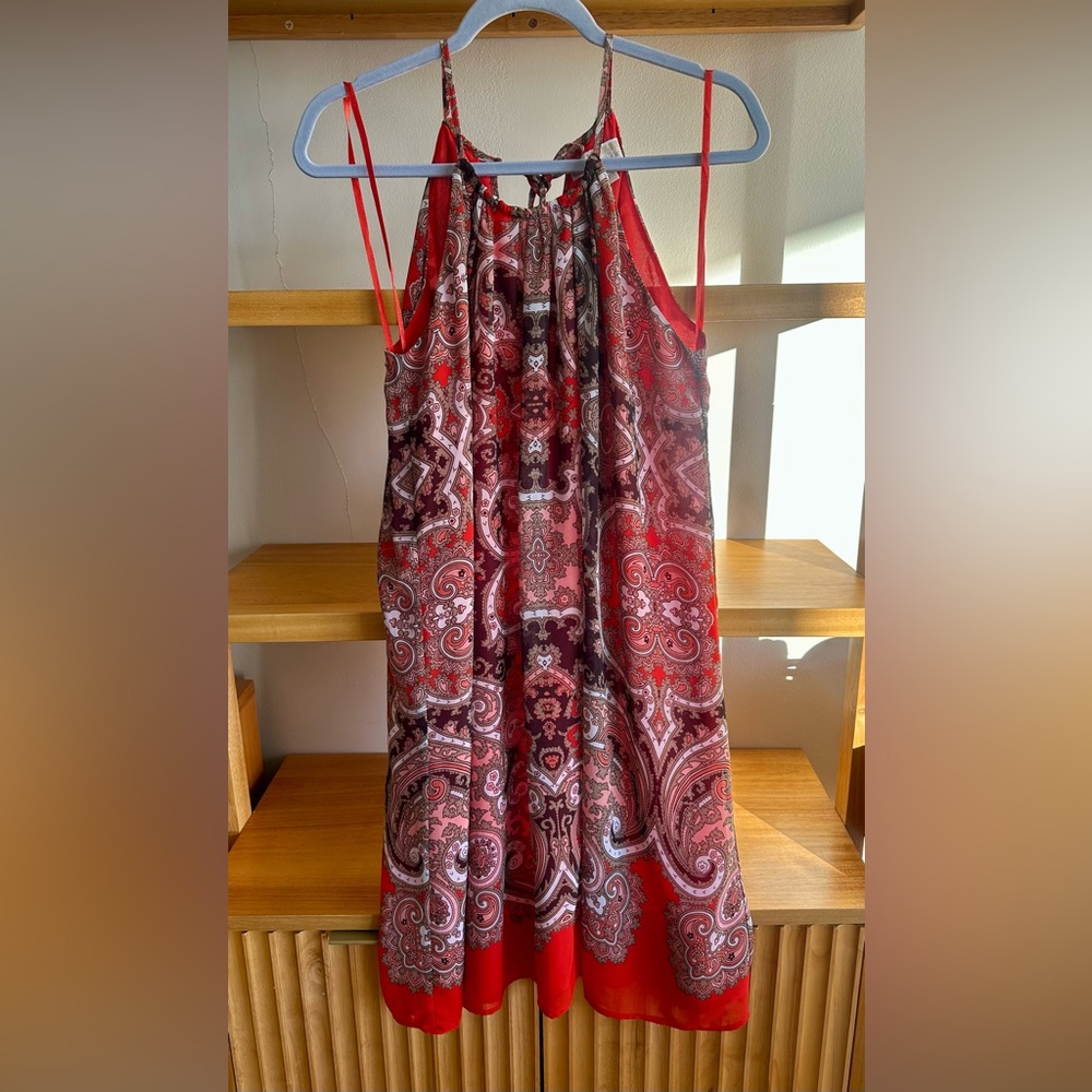 Michael Kors Brown and Orange Paisley Sleeveless Dress - size M - Picture 6 of 9